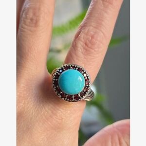 Turquoise & Garnet Ring
